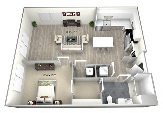 1 Bed 1 Bath TruaG Floor Plan at 735 Truman, Hyde Park, 02136